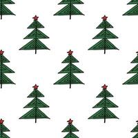 Seamless pattern with geometric minimal scandinavian Christmas tree doodle for decorative print, wrapping paper, greeting cards and fabric vector