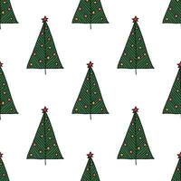 Seamless pattern with geometric minimal scandinavian Christmas tree doodle for decorative print, wrapping paper, greeting cards and fabric vector