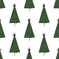 sin costura modelo con geométrico mínimo escandinavo Navidad árbol garabatear para decorativo imprimir, envase papel, saludo tarjetas y tela vector