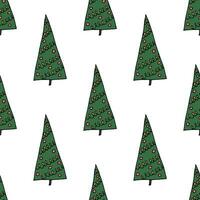 Seamless pattern with geometric minimal scandinavian Christmas tree doodle for decorative print, wrapping paper, greeting cards and fabric vector