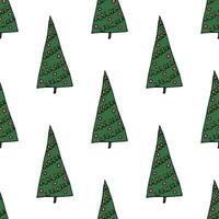 Seamless pattern with geometric minimal scandinavian Christmas tree doodle for decorative print, wrapping paper, greeting cards and fabric vector