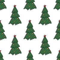 Seamless pattern with geometric minimal scandinavian Christmas tree doodle for decorative print, wrapping paper, greeting cards and fabric vector