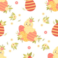 Seamless pattern  chick with Easter egg png