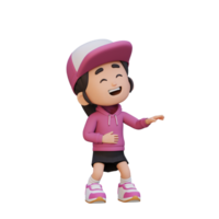 3d linda niña riendo png