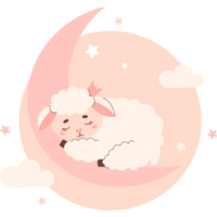 dormido oveja princesa en Luna. png