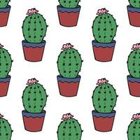 sin costura modelo con cactus garabatear para decorativo imprimir, envase papel, saludo tarjetas y tela vector