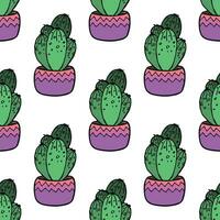 sin costura modelo con cactus garabatear para decorativo imprimir, envase papel, saludo tarjetas y tela vector