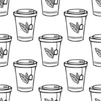 Seamless pattern with cute cup of tea or coffee doodle for decorative print, wrapping paper, greeting cards, wallpaper and fabric vector