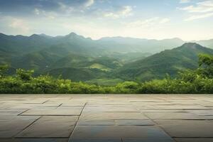 ai generado cuadrado piso y verde montaña naturaleza paisaje. ai generado. foto