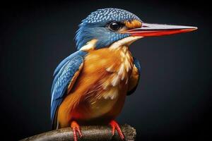 AI generated Kingfisher sitting on the tree branch. AI Generated photo