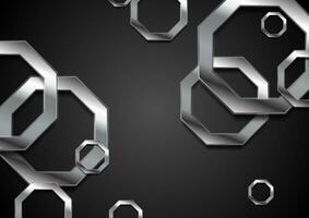 Abstract tech background with metallic octagons photo