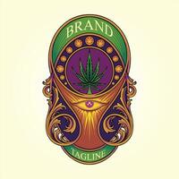 Weed elegance art nouveau classic frame vector illustrations for your work logo, merchandise t-shirt, stickers and label designs, poster, greeting cards advertising business company or brands