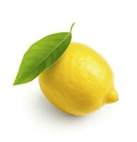 AI generated Lemon with leaf isolated on white background. AI Generated photo