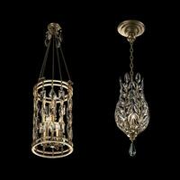 d rendering of Crystal Encased Gems Lantern and Crystal Laurel Round Pendant photo