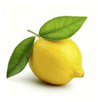 AI generated Lemon with leaf isolated on white background. AI Generated photo