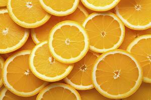 AI generated Orange fruit slices citrus arrangement full frame background. AI Generated photo