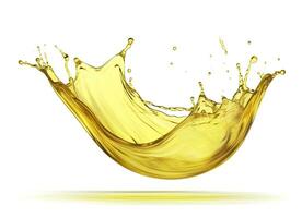 AI generated Olive or engine oil splash, cosmetic serum liquid isolated on white background. Generative AI photo