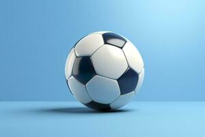 AI generated soccer ball on light blue background. Generative AI photo