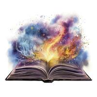 AI generated Galaxy celestial fantasy book watercolor for T-shirt Design. AI Generated photo