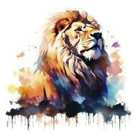 AI generated Watercolor Lion on a white background. For T-shirt Design. AI Generated photo