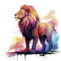 AI generated Watercolor Lion on a white background. For T-shirt Design. AI Generated photo