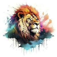 AI generated Watercolor Lion on a white background. For T-shirt Design. AI Generated photo