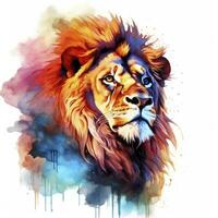AI generated Watercolor Lion on a white background. For T-shirt Design. AI Generated photo