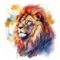 AI generated Watercolor Lion on a white background. For T-shirt Design. AI Generated photo