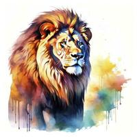 AI generated Watercolor Lion on a white background. For T-shirt Design. AI Generated photo