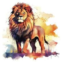 AI generated Watercolor Lion on a white background. For T-shirt Design. AI Generated photo