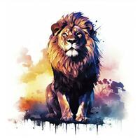 AI generated Watercolor Lion on a white background. For T-shirt Design. AI Generated photo