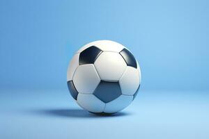 AI generated soccer ball on light blue background. Generative AI photo