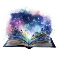 AI generated Galaxy celestial fantasy book watercolor for T-shirt Design. AI Generated photo