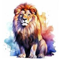 AI generated Watercolor Lion on a white background. For T-shirt Design. AI Generated photo