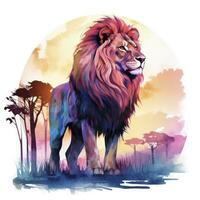 AI generated Watercolor Lion on a white background. For T-shirt Design. AI Generated photo