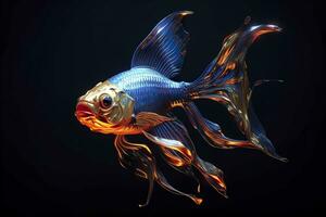 AI generated 3d rendering. fish on black background. Generative AI photo