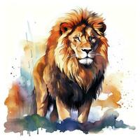 AI generated Watercolor Lion on a white background. For T-shirt Design. AI Generated photo