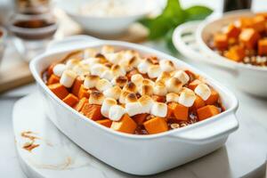 AI generated Sweet Potato Casserole with Marshmallows on Top photo
