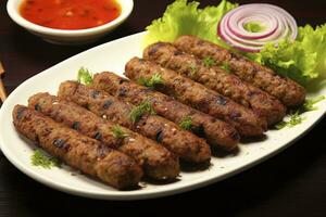 AI generated Tasty seekh kabab.  AI Generated. photo