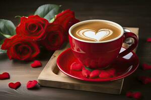 AI generated Valentine's Day Coffee. AI Generated photo