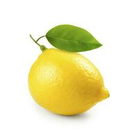 AI generated Lemon with leaf isolated on white background. AI Generated photo