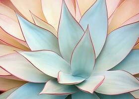 AI generated Agave leaves in trendy pastel colors for design backgrounds. AI Generated photo