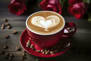 AI generated Valentine's Day Coffee. AI Generated photo