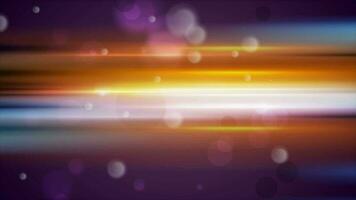 Colorful glowing stripes and bokeh light particles video animation