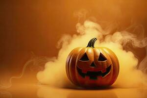 AI generated Halloween pumpkin with steam. AI Generated photo