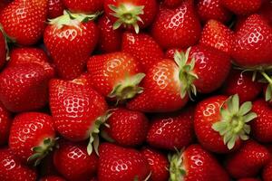 AI generated Texture of fresh strawberries as background. Generative AI photo