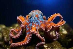 AI generated Octopus on the bottom of the sea. Close-up. photo