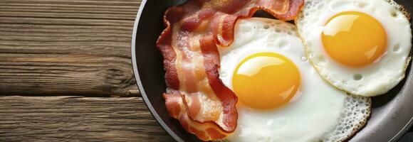 AI generated Fried eggs and bacon. AI Generated photo