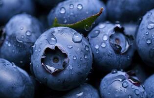 AI generated Wet Blueberry fruit. AI Generated photo