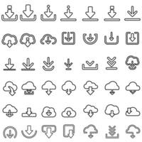 Download icon vector set. Upload button illustration collection. Load symbol or logo.